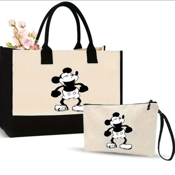 Disney Inspired Canvas 2-Piece Set Tote Bag & Matching Pouch - NWOT - Picture 1 of 4